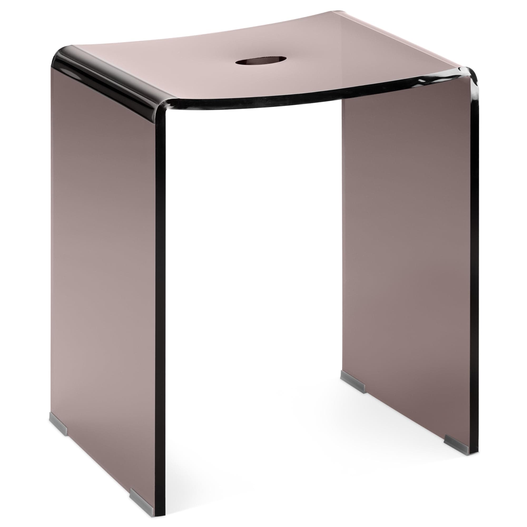 Gray Acrylic Shower Bench - Waterproof Stool for Bathroom or Vanity 17.1" x 14.6" x 11" - Modern Glam Transparent Seat - Holds up to 220 lbs