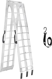 Motorcycle Ramp for Pickup Trucks, Folding Aluminum Loading Ramp with Handle and Strap, 750 lbs Capacity, 89" L x 12" W Single Ramp for Dirt Bikes and Motorcycles