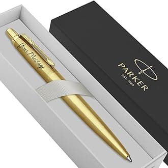 Parker Jotter Stainless Steel personalised parker pen engraved In Classy Gift Box Ideal Valentine's day, Birthday or Mothers Day Gift Perfect For Men & Women With Laser Engraving (Gold)