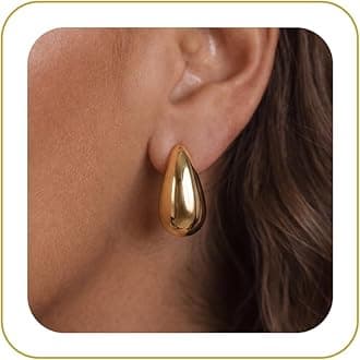 Chunky Gold Hoop Earrings for Women, 14k Gold Plated Thick Triple Hoop Earrings Hypoallergenic Trendy Chunky Gold Hoops Earrings Dainty Jewelry Gifts for Women