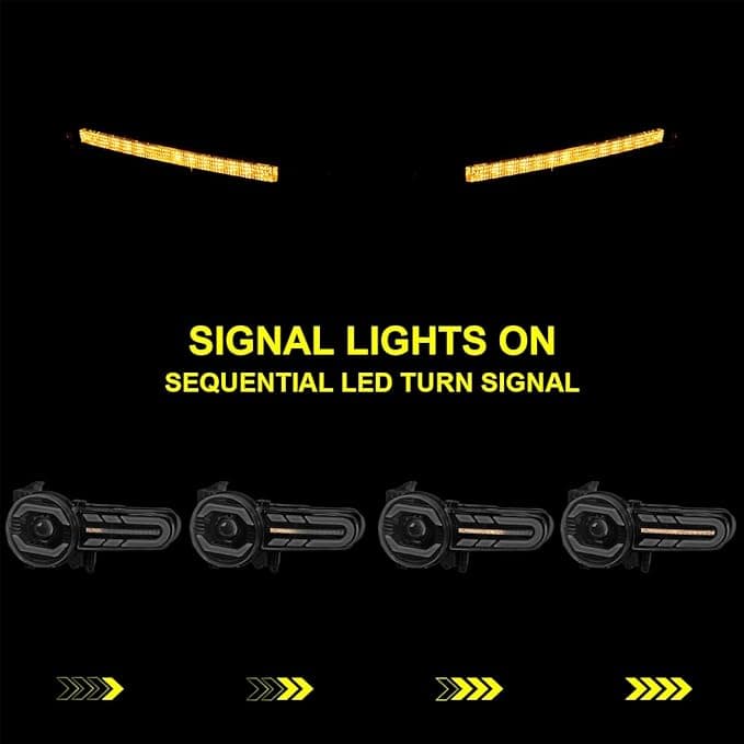 Spec-D Tuning Black LED Projector Headlights w/Sequential Turn Signal and Startup Animation Compatible with 2007-2014 Toyota FJ Cruiser, Left + Right Pair Headlamp Assembly