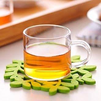 Syanka Premium Glass Tea Cup Coffee Cup Set of 6 - 150 ML, Transparent, Borosilicate Glass Cups Set for Tea, Coffee, Green Tea, Herbal Tea, Lemon Tea, Milk Cup, Hot/Cold Drinks Cups