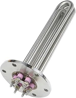 115mm Round Flange SUS304 Immersion Heating Element 220V/380V 12mm Water Boiler Heater 3KW/6KW/9KW/12KW (Color : 9KW L420MM, Size : 220V 380V Star)