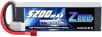Zeee 4S Lipo Battery 5200mAh 14.8V 60C RC Battery Soft Case with T Plug for RC Plane Quadcopter Airplane Helicopter RC Car Truck RC Boat