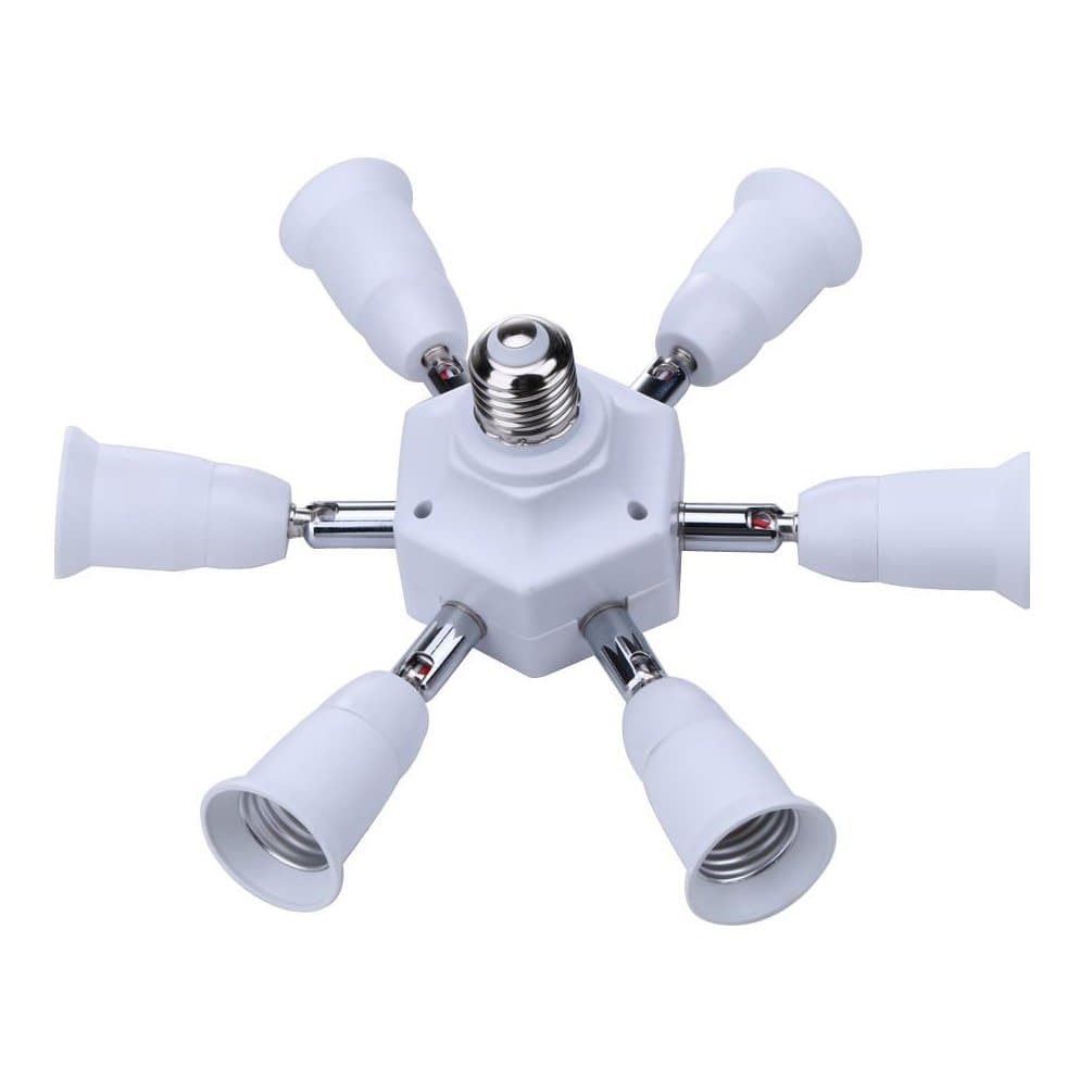 7 in 1 E27 E26 Socket Adapter Splitter,E26 E27 Universal lamp holder with 360 Degrees Adjustable 180 Degree Bending