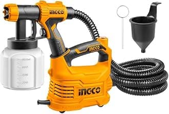 INGCO HVLP Floor Based Spray Gun, 500W High Power HVLP Spray Gun, 850ml/min | 50DIN-s Max. Viscosity, 800ml, 3 Patterns, Easy to Clean for Furniture, Cabinets, Fence, Car, Bicycle, Garden Chairs