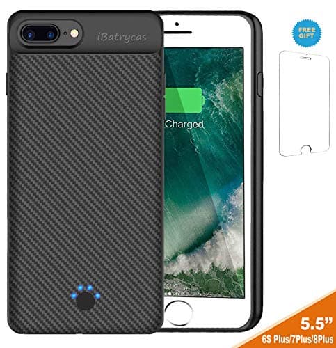 iBatrycas iPhone 6s Plus / 7 Plus / 8 Plus Battery Case, Slim Portable Rechargeable Charger Case - iPhone 6s Plus / 6 Plus 4000mAh Black-Unique