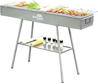 WILLBBQ Charcoal Grills Commercial Quality Portable Hibachi BBQ Lamb Skewer Detachable‌ Camping Barbecue Grill for Backyard Outdoor Cooking Use(39.4x10.3x5.1 inch)
