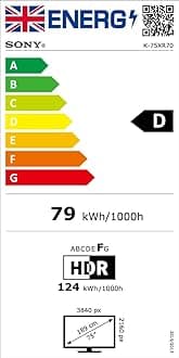Sony BRAVIA 7 QLED (XR l Mini LED), K75XR70, 75 Inch 4K HDR Google Smart TV, Gaming Features for PlayStation 5, IMAX Enhanced, Dolby Vision Atmos, Chromecast, AirPlay, 120Hz, 5 Year Warranty