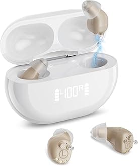 Hearing Aids, Invisible Rechargeable Digital Hearing Aids for Seniors with 16-Channel Sound Processing Noise Cancelling OTC Auto-On/Off with Charging Case