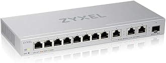 Zyxel 12-Port Multi-Gigabit Ethernet Web Managed Switch | 3 x 10G | 1 x 10G SFP+ Fiber | 8 x GbE Ports | Plug & Play | Desktop or Wall-Mount | Ethernet Splitter XGS1250-12