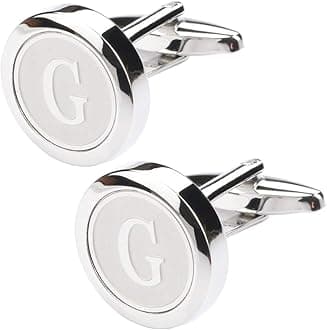Mens Classic Stainless Steel Initial Cufflinks 26 Alphabet Initial Letter Cufflinks Business Wedding Shirts A-Z