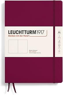 LEUCHTTURM1917 - Notebook Hardcover Composition B5-219 Numbered Pages for Writing and Journaling (Port Red, Plain)