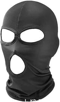 3 Hole Black Balaclava Ski Mask, Thin Full Face Mask for Men Women Motorcycle Bike Hunting Cycling Cap Ski