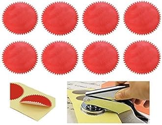 MDLG 100Pcs Blank Metallic Red Embossed Certificate Seals Stickers with Scallop Edge Embossed Certificate Seals Stickers Stamp Sealing Certificate Self-Adhesive Seal Sticker