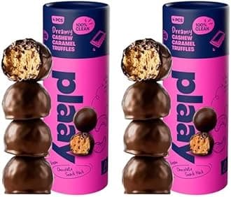 Plaay Cashew Caramel Chocolate Truffles – keto dark chocolate snack, vegan indulgence with craveable cashews, bold flavor, and clean ingredients – 60g (Pack of 2)