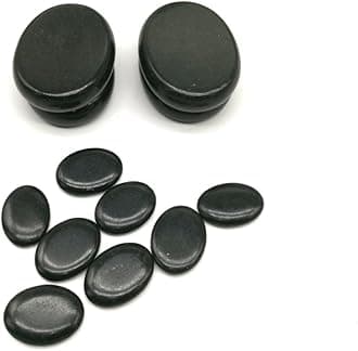 – 12Pcs Hot Massage Stones Set Natural Lava Basalt Heated Warmer Stone for Spa Massage Black