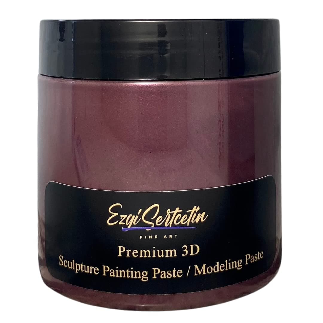 Ezgi Sertcetin3D Sculpture Painting Paste|Modeling Paste|Texture Paste|Decorative Plaster|Ready to Use|Unique Colors|Ideal | 6 oz (Metallic Burgundy)