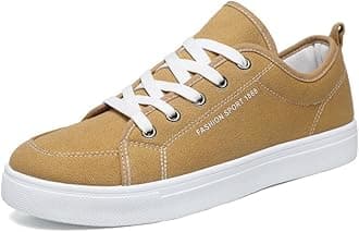 tazimall New Casual Sneakers for Men Lace-Up Canvas Shoes Low Top Walking Shoes