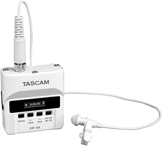 TascamDR-10L/LW Digital Audio Recorder With Lavalier Microphone - White - Model DR-10LW