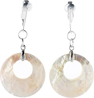 Tahitian-Style Abalone Paua Shell Clip On Earrings-Mother of Pearl Shells Authentic Ocean Romantic Shells Holiday, Authentic