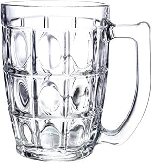 Yera Glass Beer Mug (capacity-375 ml Each), Set of 2, Transparent, Glasses Suitable for Beer, Water, Juice, etc, Perfect for Home, Restaurants and Parties