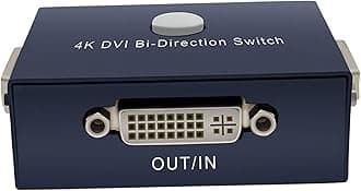 DVI Switch Splitter Bi-Directional DVI Splitter 2X1 or 1X2, BolAAzuL DVI Switcher 2 in 1 Out DVI Splitter 1 in 2 Out 4K(3840 x 2160)@30Hz DVI Selector Switch Box for PC Laptop Monitor LCD HDTV