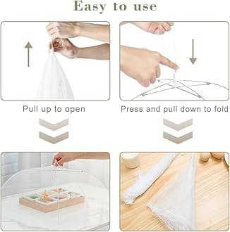 Onarway Food Covers for Outside Mesh: 4 Pack 14 Inch Pop Up Fine Fly Net for Fruit - Collapsible Screen Umbrella Food Tent for Outdoor Picnic Party