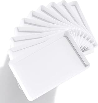 Lifewit Plastic Serving Tray for Party Supplies, 15" x 10" White Trays for Serving Food, Reusable Large Platter for Buffet, Fruit, Dessert, Snack, Veggie, Kitchen and Outdoor Use, Rectangle, 10 Pcs