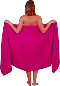 Extra Large Bath Sheet 100 x 200 cm Super Jumbo Big Bath Sheets Towels Beach Body Wrap XL Bath Towels 600-GSM (Pink)