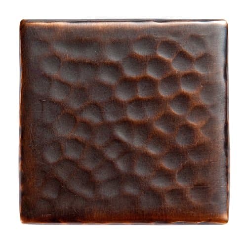 The Copper Factory CF143AN Solid Hammered Copper 2-Inch by 2-Inch Decorative Accent Tile, Antique Copper