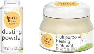 Baby Dusting Powder, 100% Natural Origin, Talc-Free, Pediatrician Tested, 7.5 Ounces & Baby 100% Natural Multipurpose Healing Ointment, Face & Body Baby Ointment – 7.5 Ounce Tub