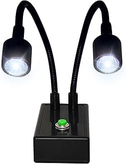 Microscope Articulated Arm Stand Gooseneck Light Set, Dual Gooseneck Spot Light C Mount Lens Holder 26mm-52mm Adjustable Clamp, HDMI USB Camera Lens Electronic Soldering Repairing Stand (Spotlight)