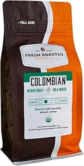 Fresh Roasted Coffee, Organic Colombian | USDA Organic, 100% Single Origin, Kosher | Medium Roast 12 oz Whole Bean