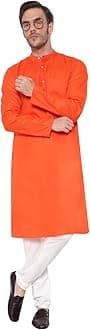 Latest ChikanMen's Cotton Blend Solid Long Kurta Full Sleeves - Casual Ethnic Wear