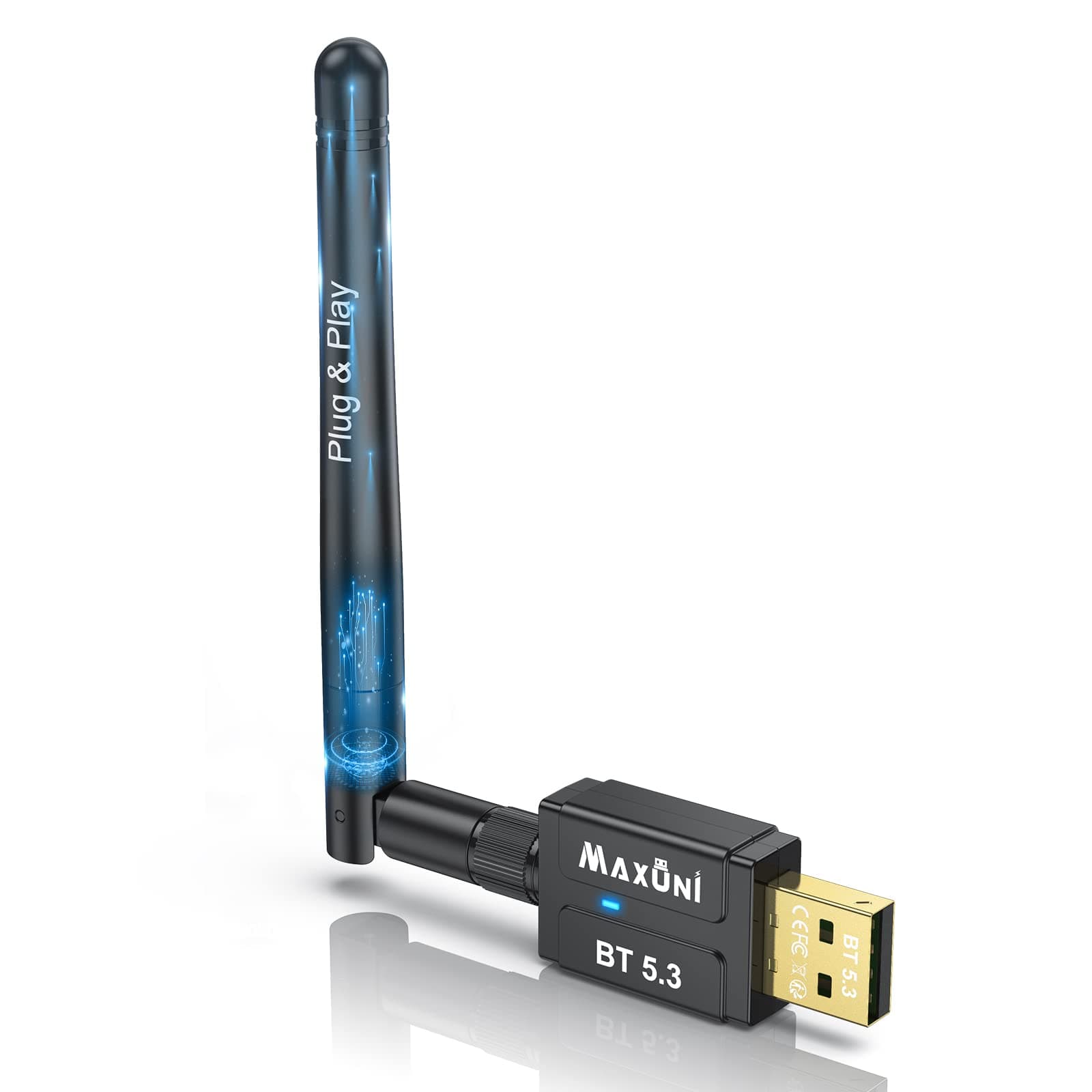 USB Bluetooth 5.3 Dongle Adapter for PC Laptop Computer Desktop, Low Latency EDR Bluetooth Receiver for Bluetooth Keyboard Mouse, Support Windows 10/11/8.1（Plug and Play)