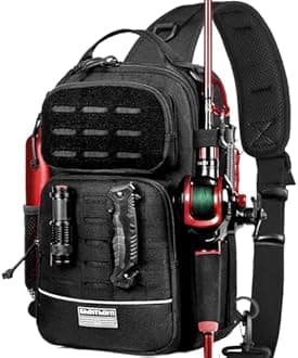Ghosthorn Fishing Backpack Tackle Sling Bag -Lightweight Sling Tackle Storage Bag- Fishing Backpack with Rod Holder