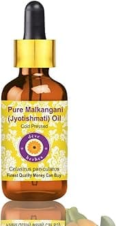 Pure Malkangani (Malkangni/Jyotishmati) Oil (Celastrus paniculatus) with Glass Dropper Cold Pressed 15ml (0.50 oz)