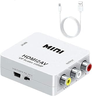 HDMI to RCA,HDMI to AV, 1080P HDMI to 3RCA CVBS AV Composite Video Audio Converter Adapter Supports PAL/NTSC with USB Charge Cable for PC Laptop HDTV DVD (HDMI to AV)