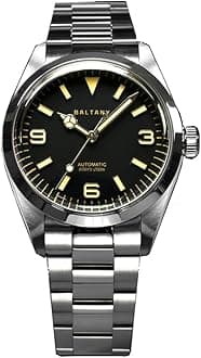 Baltany 39MM Vintage Explorer Homage Men Watches Stainless Steel Bracelet PT5000 Automatic Dress Watch