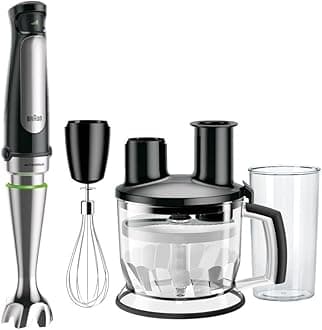 Braun Hand Blender Multiquick 7 1000W With 600Ml Bpa-Free Beaker, 1.5L Food Processor, Whisk, Easy Smartspeed, Splashcontrol & Powerbell PlUS Technology Mq 7075X Black