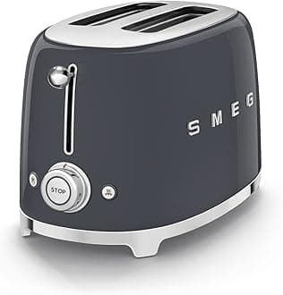 Smeg TSF01GRUK 2 Slice Toaster, Extra Wide Slots, 3 Pre-Set Options, 950W, Slate Grey