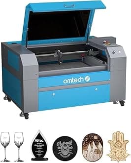 OMTech 90W CO2 Laser Engraver, 500x700 mm Laser Engraving Machine with Exhaust Fan Digital Control Panel and Caster Wheels, Commercial Laser Cutter Cutting Etching Machine (with Forklift Unloading)