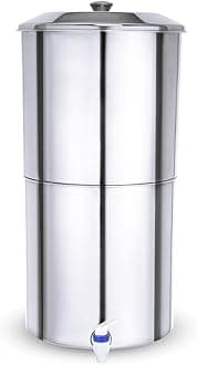 Pristine Stainless Steel Water Filter, 20Liters, 2 Candles, 1Piece, Silver