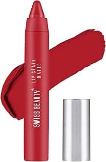 Swiss Beauty Stain Matte Lipstick | Long Lasting, Hydrating & Lightweight Lipstick | Orange Red, 3.4gm|