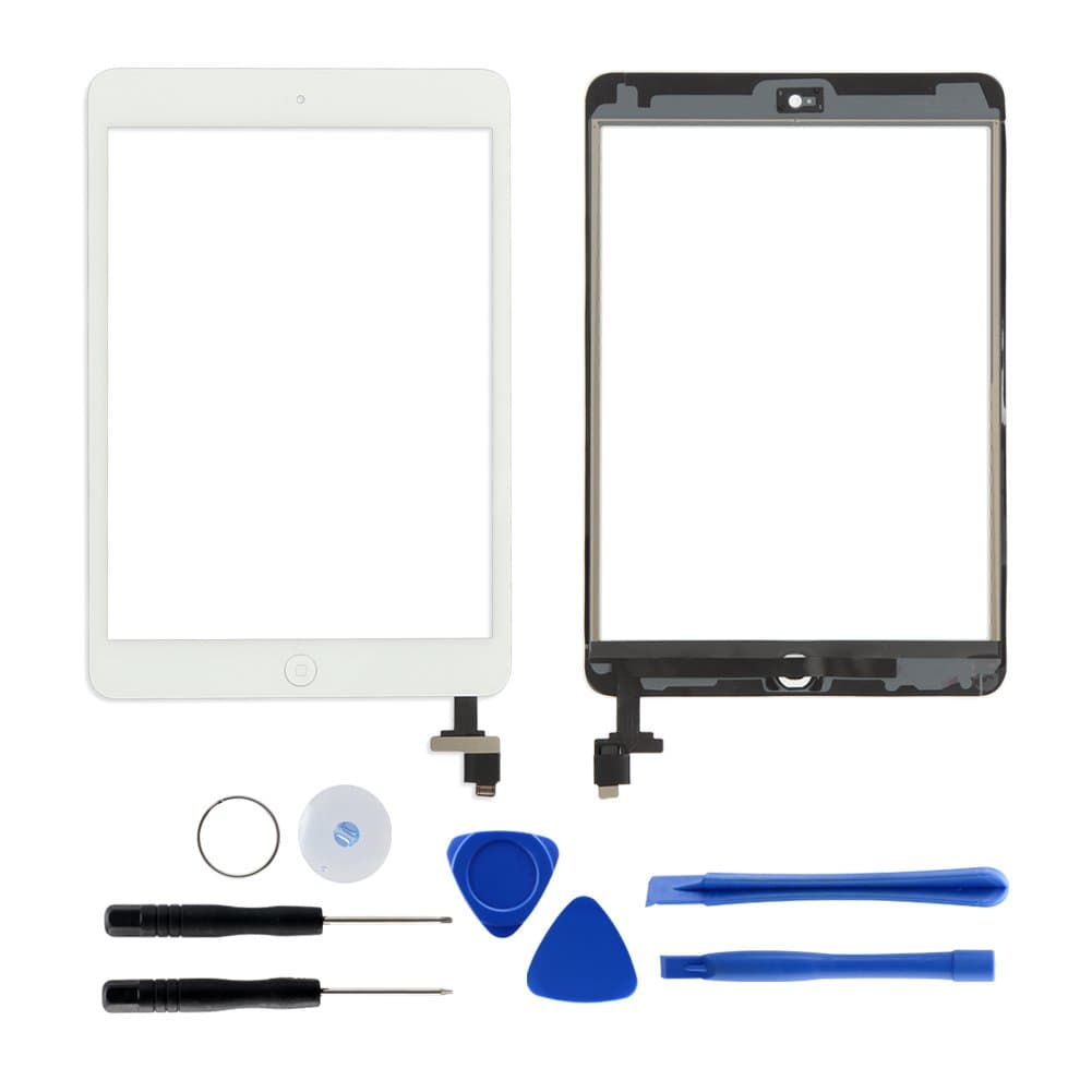 For ipad mini 1&2 Touch Screen Digitizer Front Glass Replacement with IC Connector,Home Button,Tools and Adhesive (white)