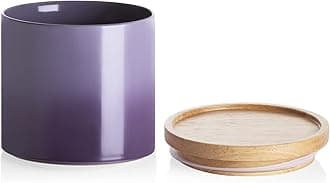 Ceramic Food Storage Jar, Stackable Kitchen Canisters, Containers with Airtight Seal Wooden Lid for Serving Coffee Grounds, Coffee Bean, Flour, Tea, Spice and More - 39 Fl Oz (Gradient Purple)