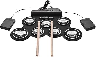 Mixfeer Compact Size USB Roll-Up Silicon Drum Set Digital Electronic Drum Kit 7 Drum Pads with Drumsticks Foot Pedals for Beginners Children Kids