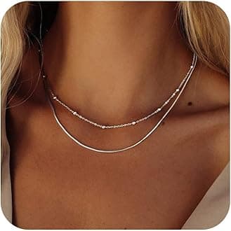 Women's Layered Necklace Set - 3 Piece Dainty Gold Jewelry for Everyday Stacking | 14K Gold Plated Snake Chain, Rope Chain, Cuban Chain | Adjustable Length 14-18.5 Inch | Gift Ready