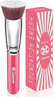 Foundation Makeup Brush Flat Top Kabuki for Face - Perfect For Blending Liquid, Cream or Flawless Powder Cosmetics - Buffing, Stippling, Concealer - Premium Quality Synthetic Dense-Bristles